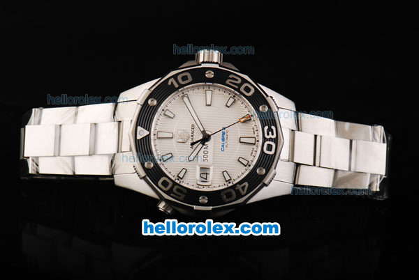 Tag Heuer Aquaracer 500 Calibre 5 Swiss ETA 2892 Automatic Movement Black Bezel with White Dial and White Stick Markers - Click Image to Close